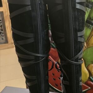 Vince Camuto Black Suede Knee-High Boots